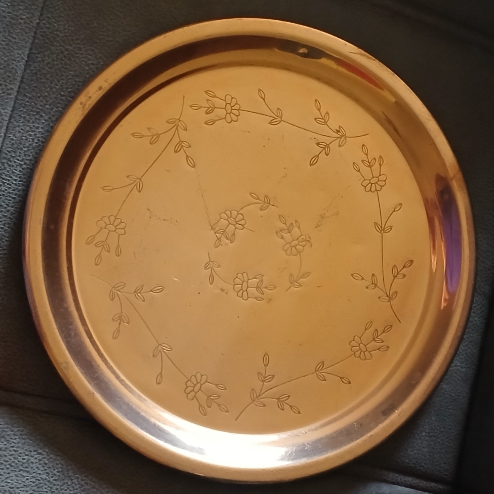 Vintage Princess House No. 301 Floral Engraved Copper Serving Tray